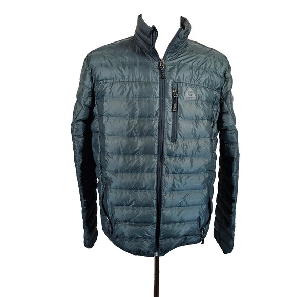 Gerry Fill Power 650 Down Jacket Mens M Gray Full Zip‎ Light Puffer Hiking EUC - Picture 1 of 16